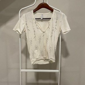 Trussardi White Knit Top With Letter Print XS